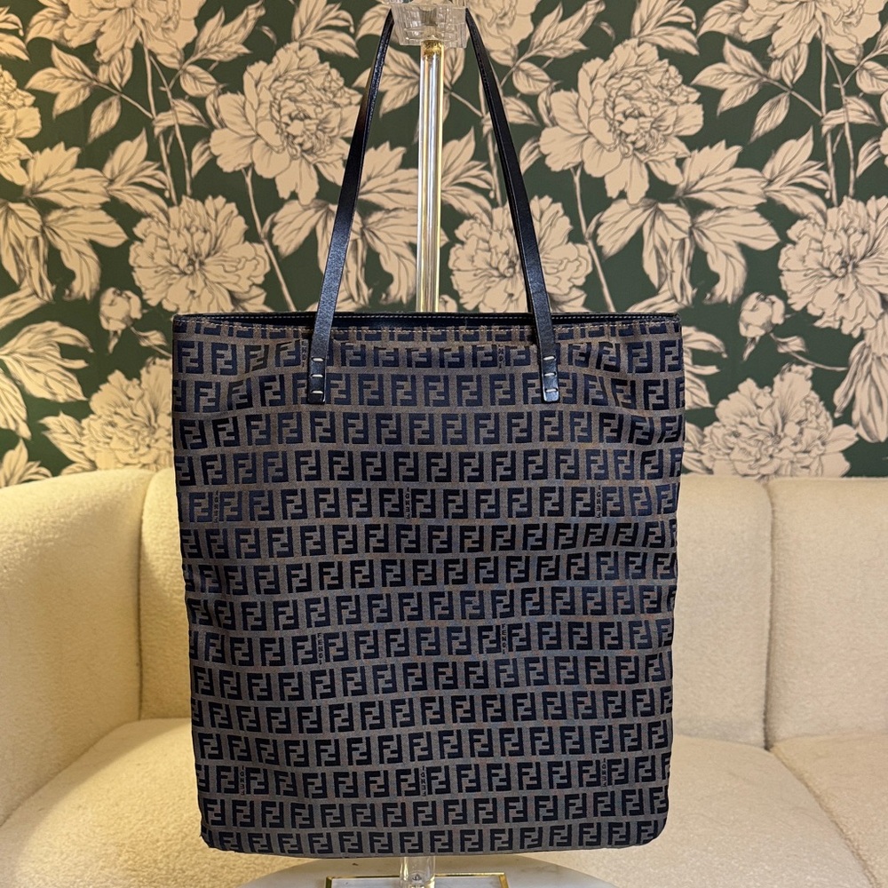 Fendi Authentic Black And Brown Patterned Tote - image 3